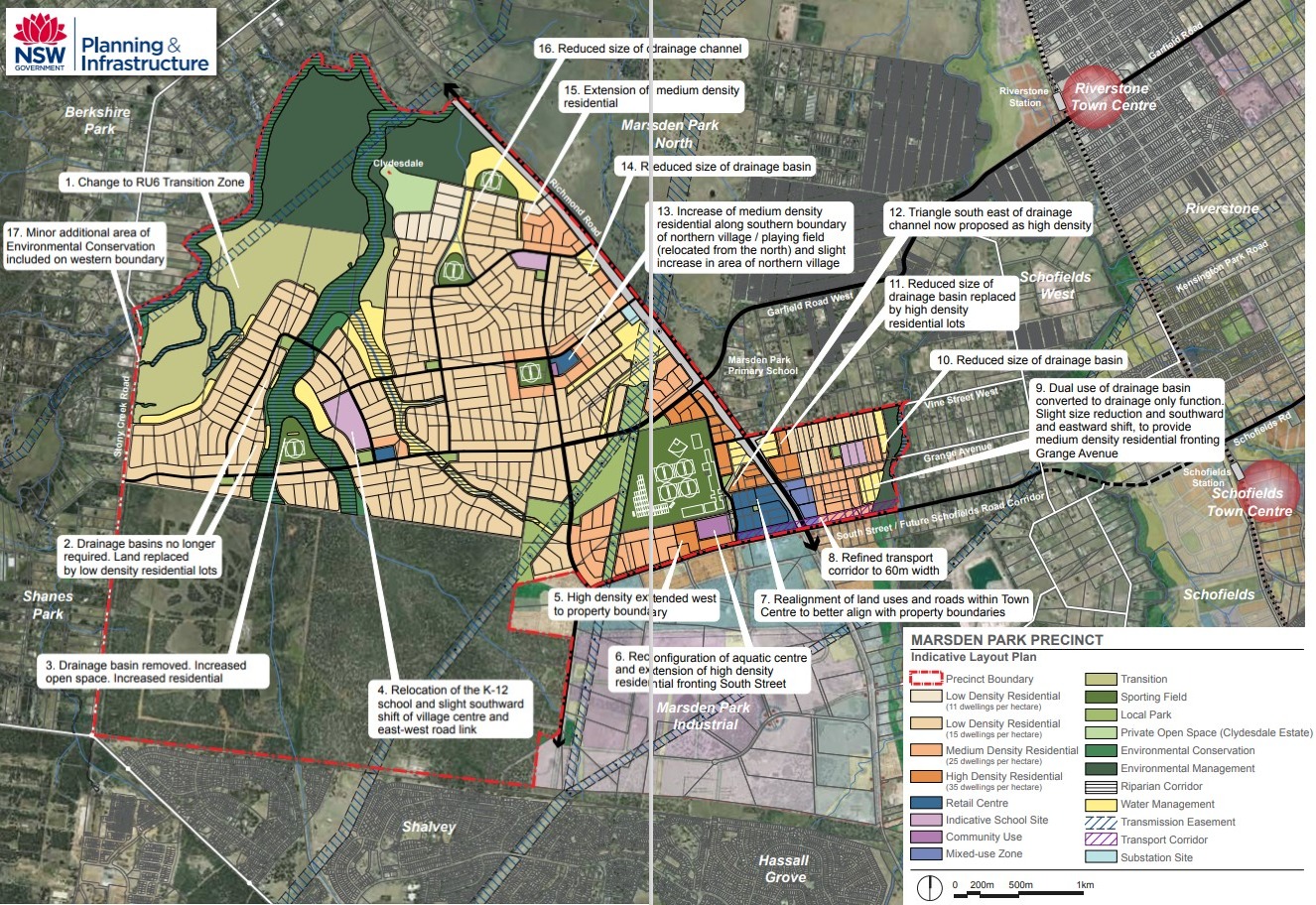Marsden Park Precinct Indicative Layout Plan (highlights)